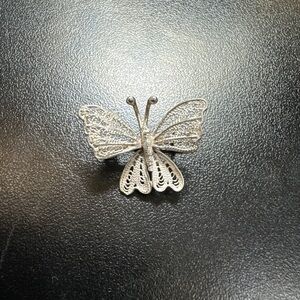 Silver Filigree Butterfly Brooch